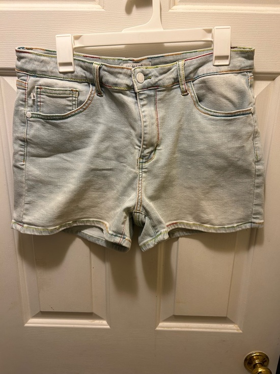 Judy Blue Pants - Judy Blue Pastel Light Blue Denim Shorts with Multicolor Stitching